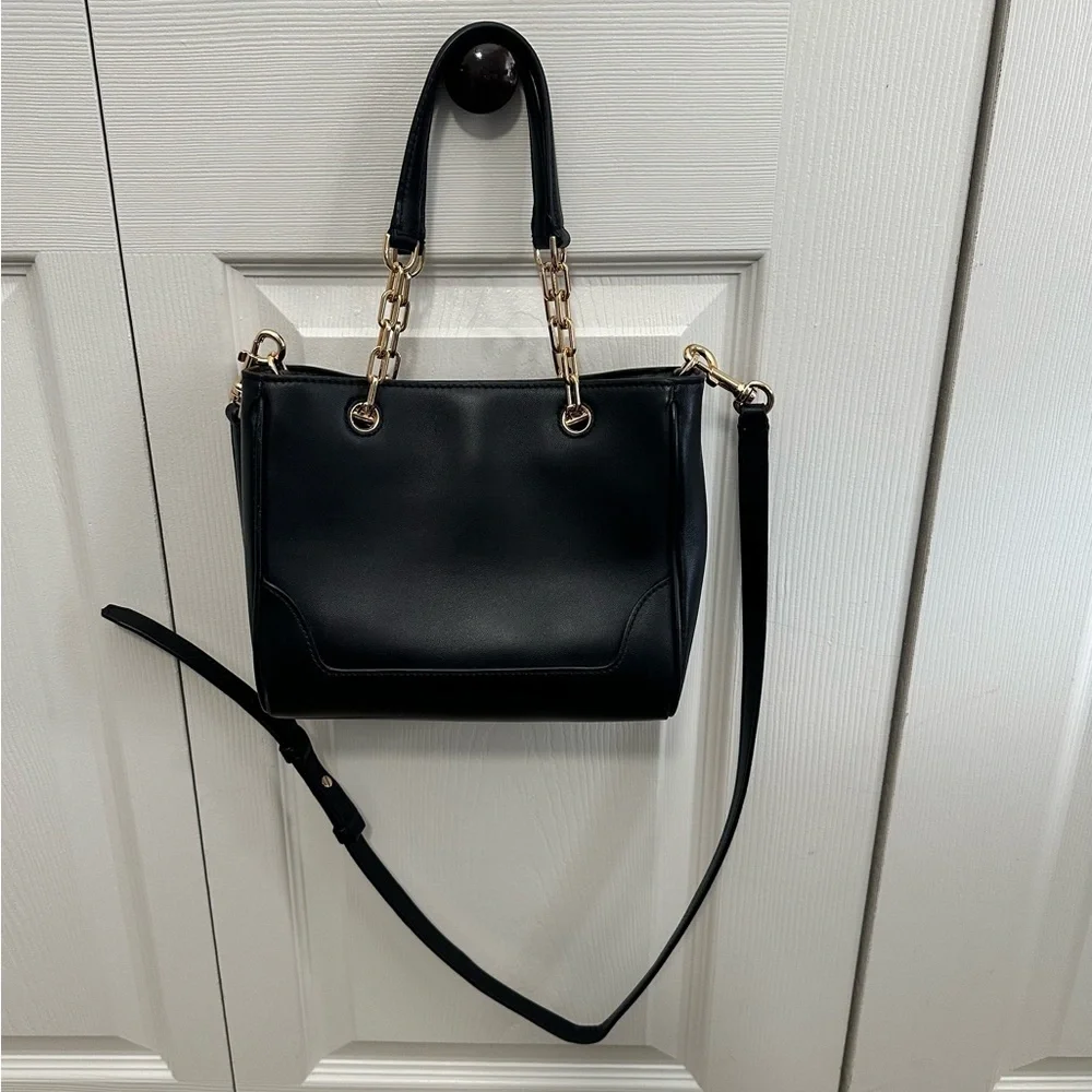 Tory Burch Carter Small Tote‎ Crossbody Bag in Black VGUC